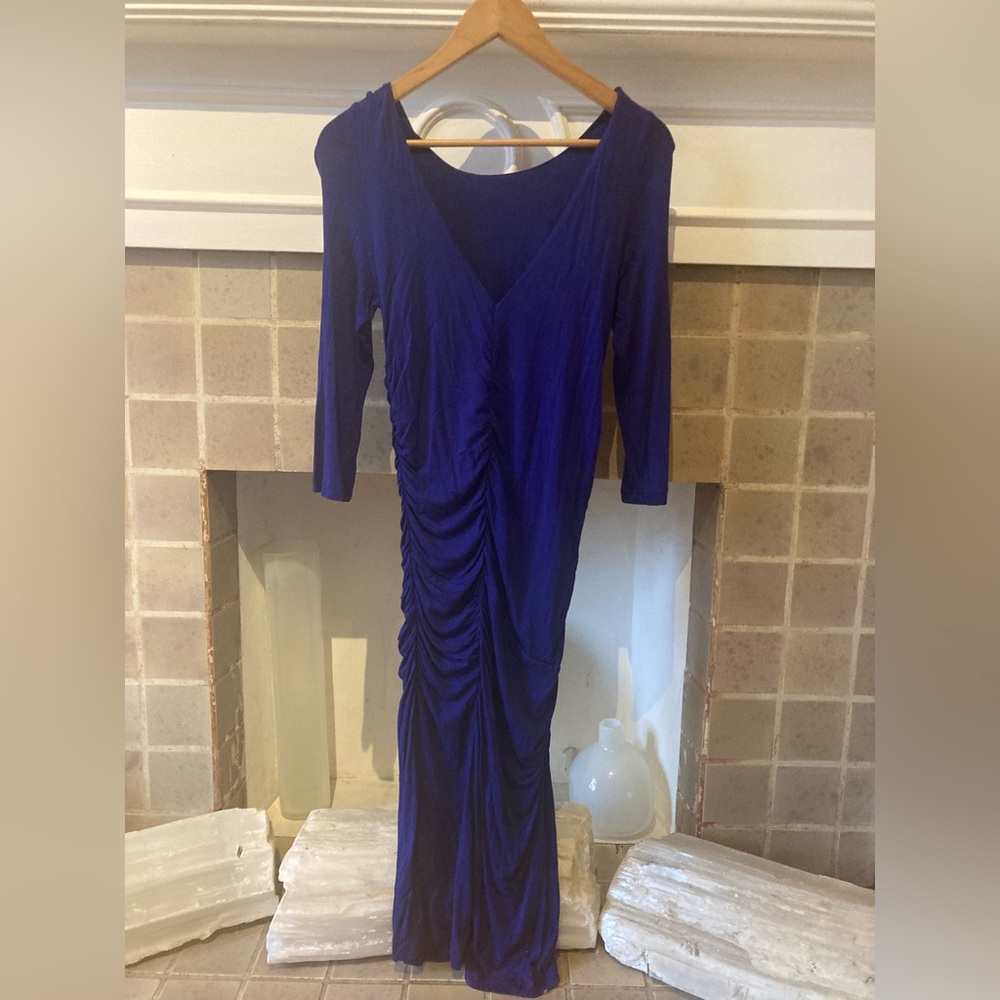 Kenneth Cole Chic Midi Dress Royal Blue 3/4 Sleeve